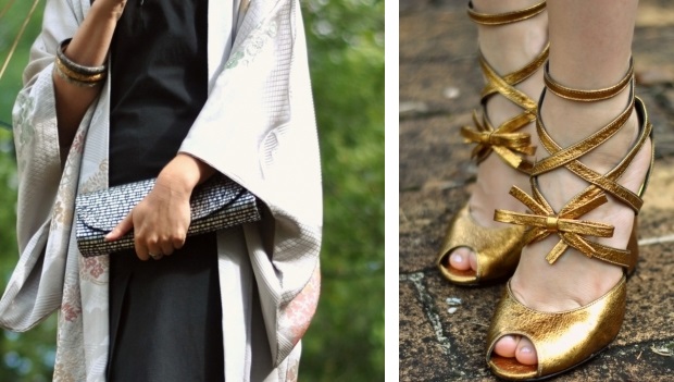 golden sandals outfit