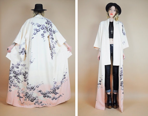 vintage long silk kimono